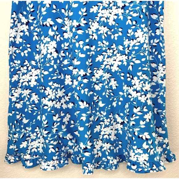 Draper James Nightie Blue Shadow Floral Ruffle Pajama Dress Ruffle Small‎ Medium - Picture 7 of 9